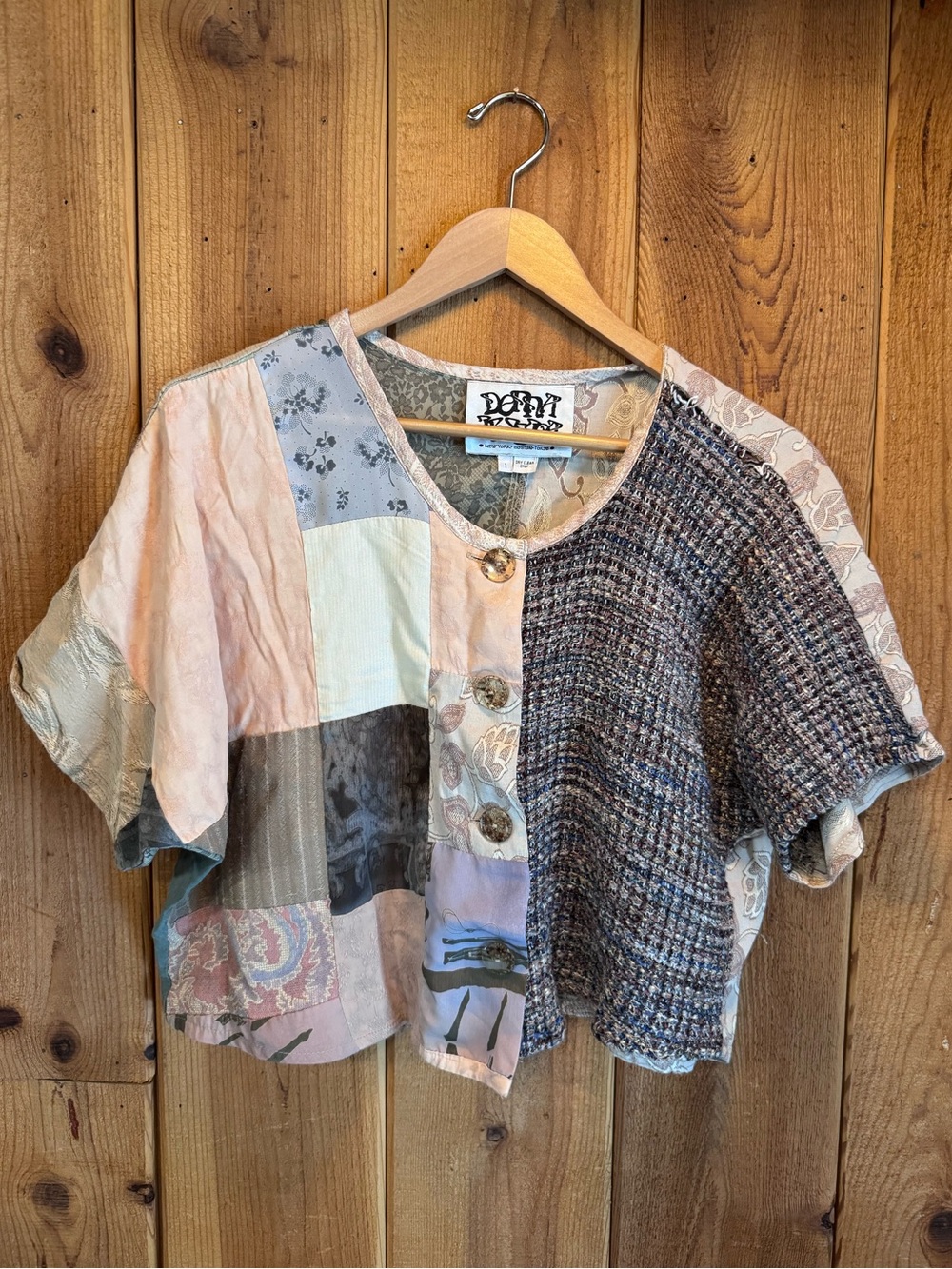 Vintage Donna Jessica art to wear patchwork top